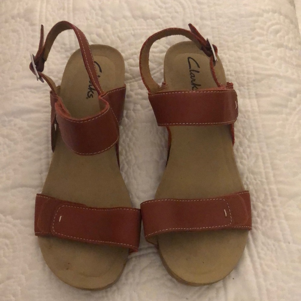 Clarks wedge sandals. Sz 8.5